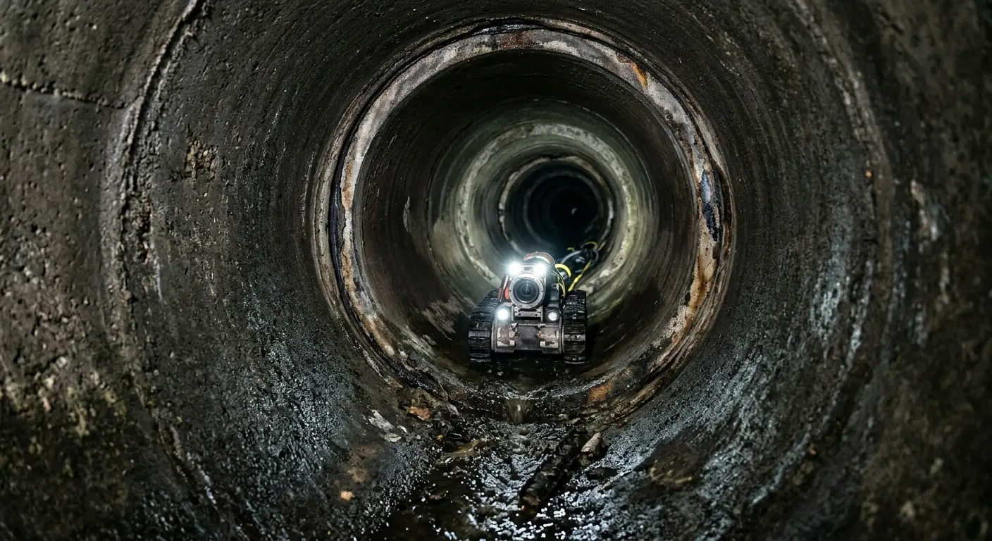 Robotic sewer camera inspecting pipe interior for Sewer Line Repair in Huntersville